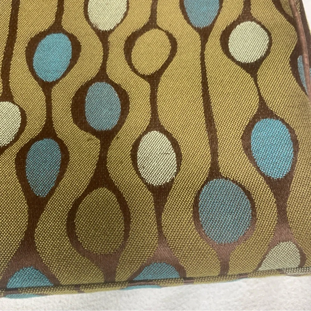 Angela Adams Retired Green Teal Canvas Shoulder Tote Satchel Geometric Bag HTF